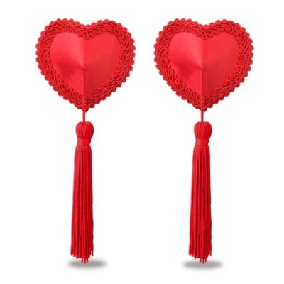 Пэстисы для груди Reusable Red Heart Tassels Nipple Pasties